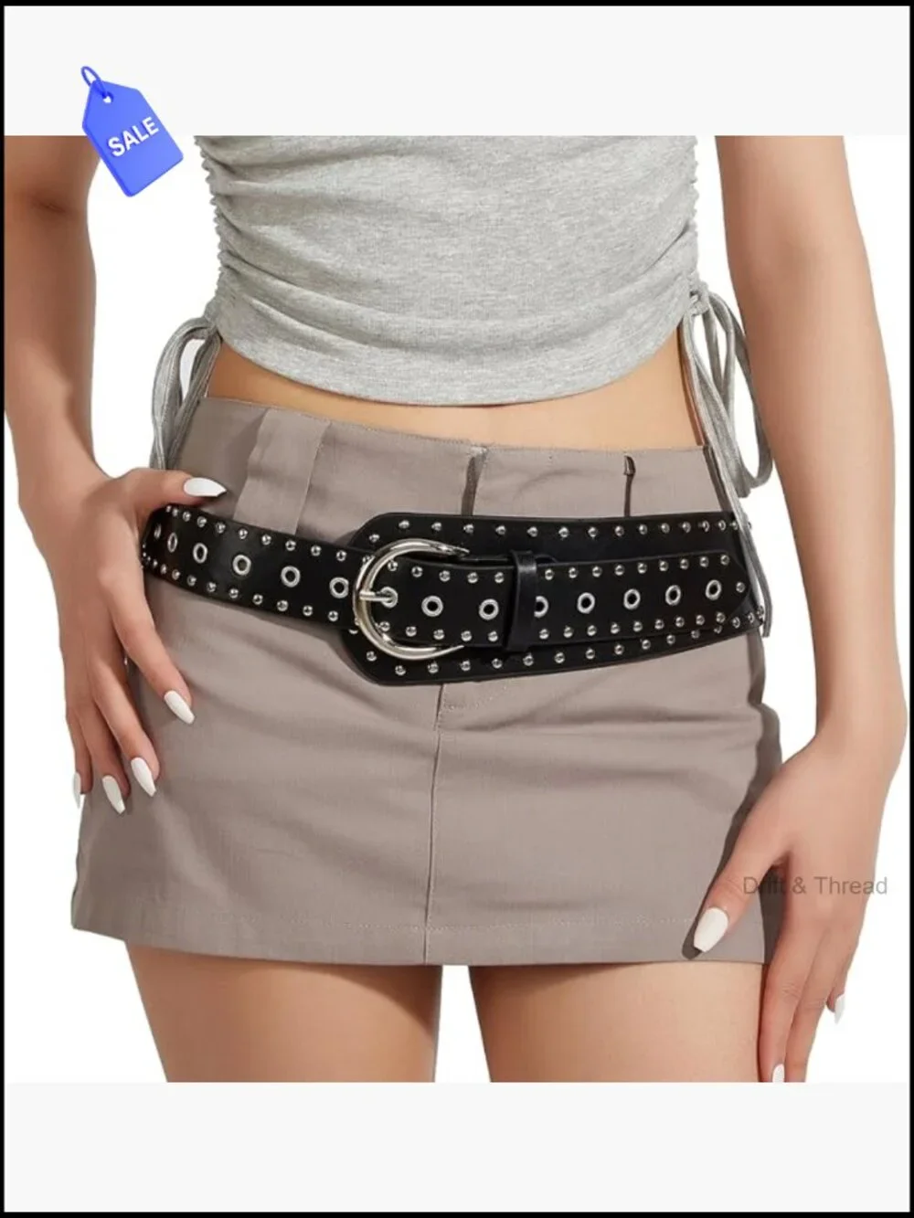 Y2K Studded Belt Chunky Punk Goth Emo Belt for Jeans